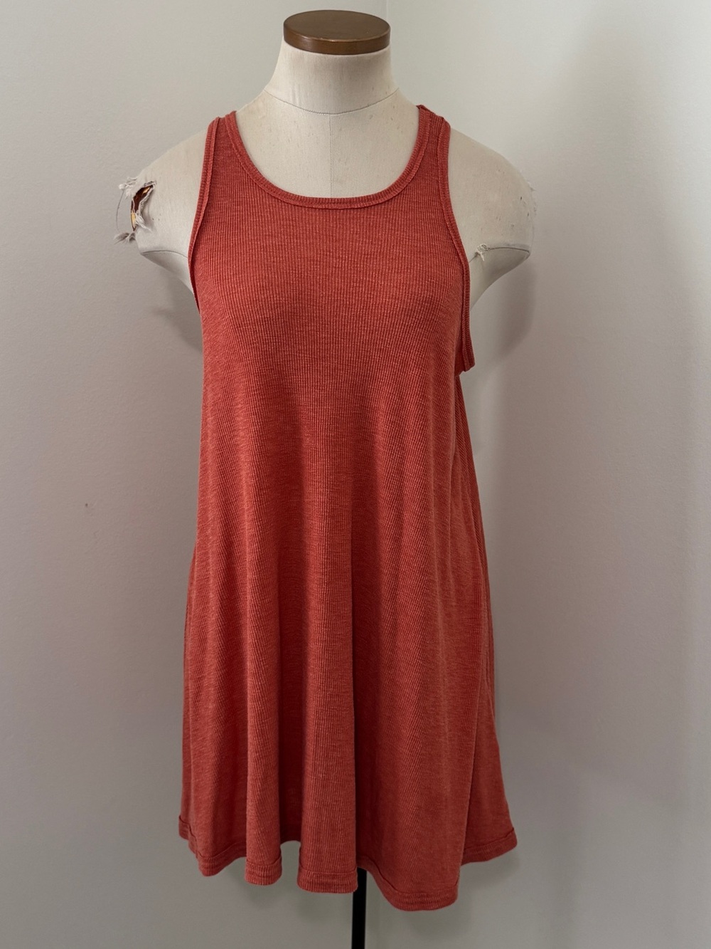 Free People Beach Small La Nite Ribbed Tank Mini Dress in Terracotta Orange